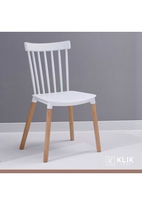 Imagen 2 del producto Comedor Mesa Eames Redonda vidrio 100cm + 4 Sillas Windsor Blancas