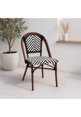Imagen 2 del producto Silla Bistro Parisina Rattan - Blanca con negro