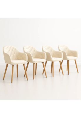 Imagen 1 del producto Pack de 4 Butacas Sitial Poltrona Diamante Terciopelo Acolchado - Beige