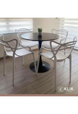 Imagen 2 del producto Comedor Tulip Negro 80cm - 4 Sillas Master blancas