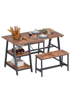 Comedor industrial con repisas y banquetas