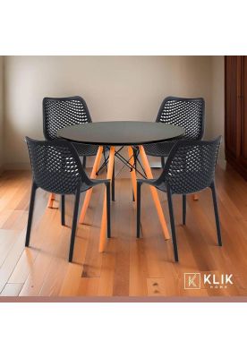 Imagen 2 del producto Comedor Mesa Eames redonda 80cm negra + 4 Sillas Berlin - Negras