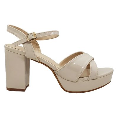 SANDALIAS DE FIESTA HUALUNAOTE BEIGE CHAROL | T2117