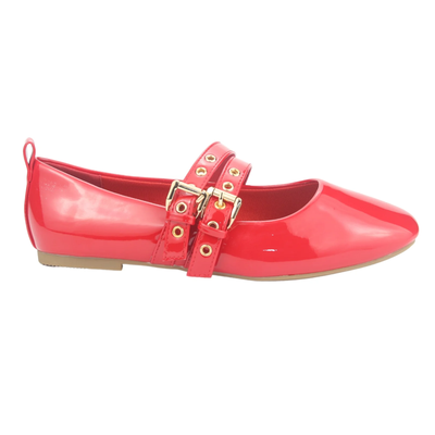 BALLERINAS CHALADA ROJO CHAROL  MUJER 5-MIU-3
