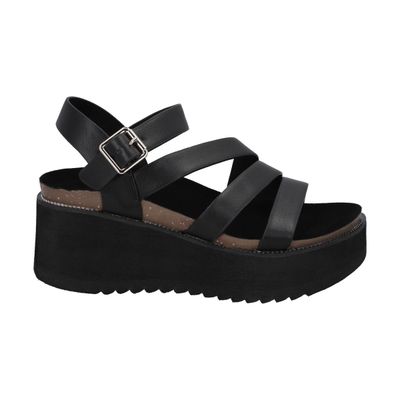 Sandalia Mujer Negro Plataforma Constanza Police