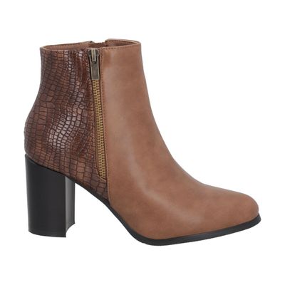 Botin Mujer Marrón Taco Medio Lux Police