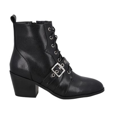 Botin Mujer Negro Taco Medio Lezzard Police