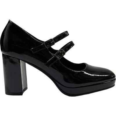 Zapato Mary Jane Mujer Negro Taco Medio Detogni