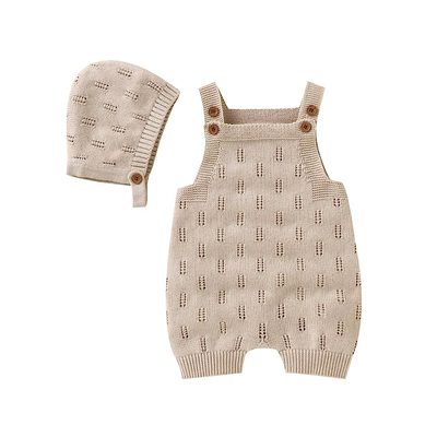 Enterito para Bebe Knit sin Mangas con Sombrero 80cm Caqui