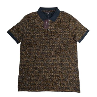 Polera MK Negra Con Cuello Y Letras Café Talla M