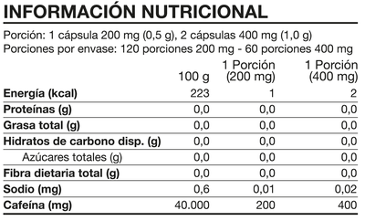 Imagen 2 del producto Caffeine Xtreme 400mg 120 caps - Foodtech