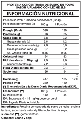 Imagen 2 del producto Tasty Protein 100% Whey 2lbs Platano con leche - Foodtech