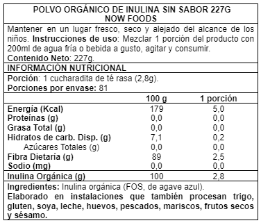 Imagen 2 del producto Inulin Powder 227g - Now Foods
