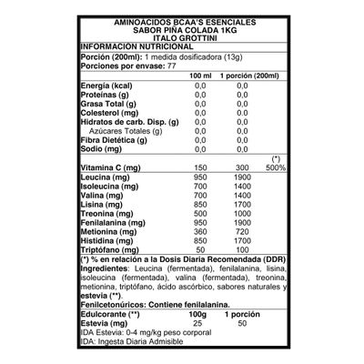 Imagen 2 del producto Aminoácidos BCAAs + Esenciales 77 svs - Italo Grottini