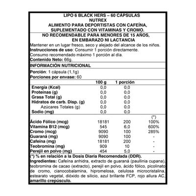 Imagen 2 del producto Lipo 6 Black Uc Hers Nutrex - 60 Cápsulas