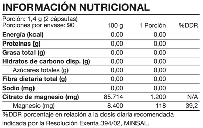 Imagen 2 del producto Citrato de Magnesio 180 caps - Foodtech