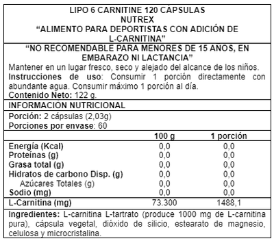 Imagen 2 del producto Lipo 6 Carnitine 120 caps