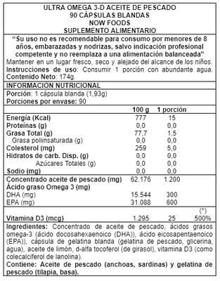 Imagen 2 del producto Ultra Omega 3-D 90 caps - Now Foods