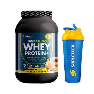 100% Amino Whey Protein 2 lb - Foodtech Vainilla + Shaker W