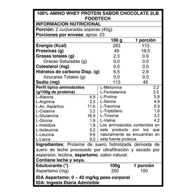 Imagen 2 del producto 100% Amino Whey Protein 2 lb - Foodtech Vainilla + Shaker W