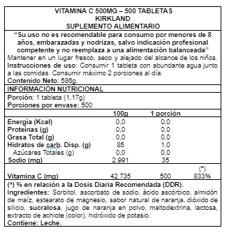 Imagen 2 del producto Vitamin C 500mg 500Tabs - Kirkland