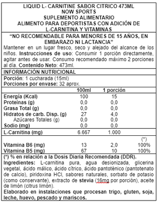 Imagen 2 del producto Liquid L-Carnitine 473ml 