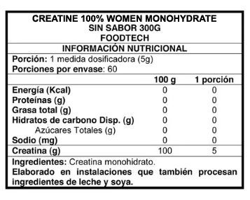 Imagen 2 del producto Creatine 100% Women Whey 300gr - Foodtech