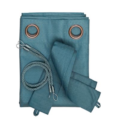 Imagen 2 del producto Set Cortina Blackout 6 Piezas Con Argollas Petroleo
