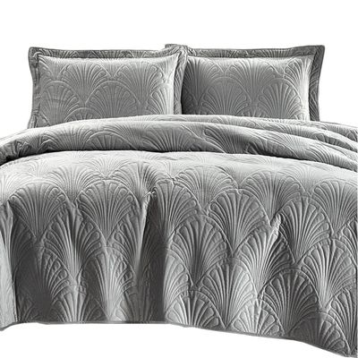 Quilt Liso Velvet Paris Gris Perla 1,5 Pzas