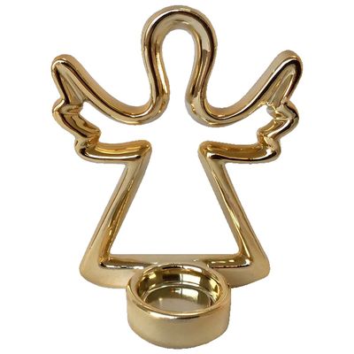 Portavela Decorativo Angel Navideño Gold