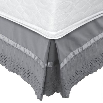 Faldón 144 hilos Broderie Amanda 1 Plaza Gris