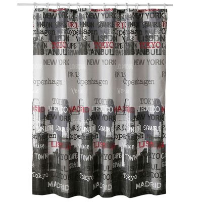 Cortina para Baño Diseño Capitals con Forro