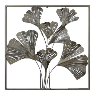 Placa Mural Marco Decorativa Gingko Square