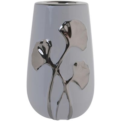 Portavela Decorativo Gingko Silver Mediano