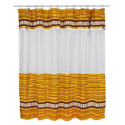 Juego de Cortina para Baño 6 Pzas Barras Mostaza