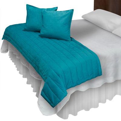 Imagen 1 del producto Piecera Con Fundas Sk Velvet Turquesa Reversible