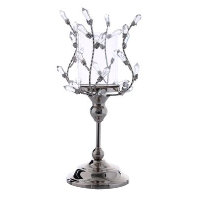 Portavela Decorativo Zurich Silver Alto