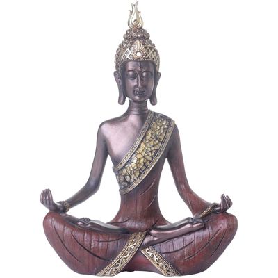 Figura Decorativa Buda Padmasana Mudra Caoba