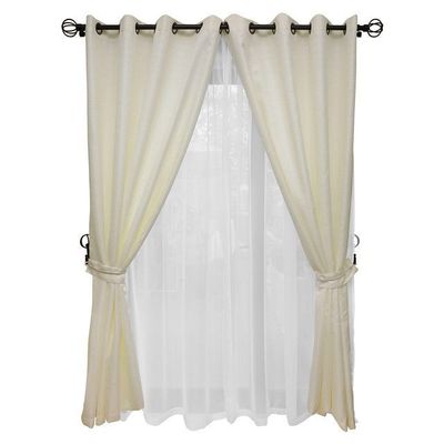 Set Cortina Rustica Con Argolla 8 Piezas Crudo