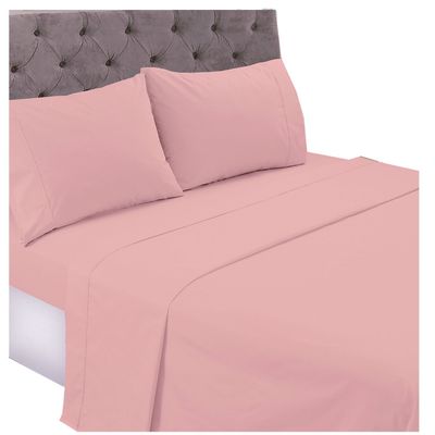 Juego de Sabanas T144 Lisa Palo Rosa 1,5 Pzas