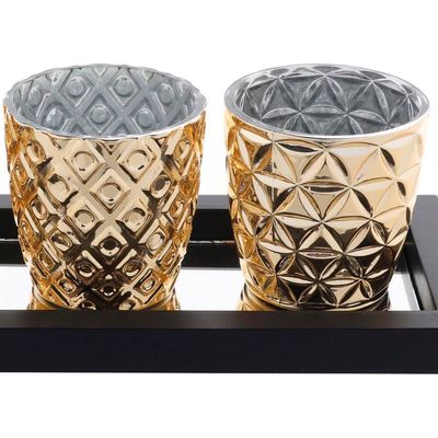 Imagen 2 del producto Set Portavelas Bandeja Espejo 4 Piezas