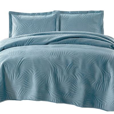 Quilt Liso Velvet Ibiza Celeste Light 2 Pzas