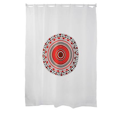 Cortina para Baño Estampada Mándala Rojo