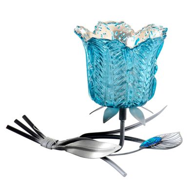 Portavela Decorativo Flor Blue