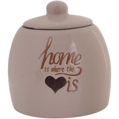 Envase Decorativo con Tapa Home Beige