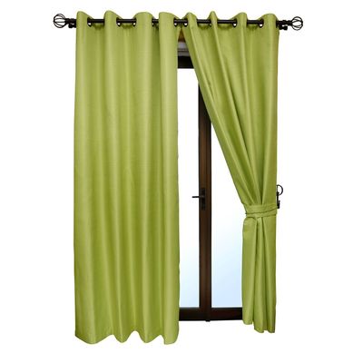 Set Cortina Blackout 6 Piezas Con Argolla Pistacho