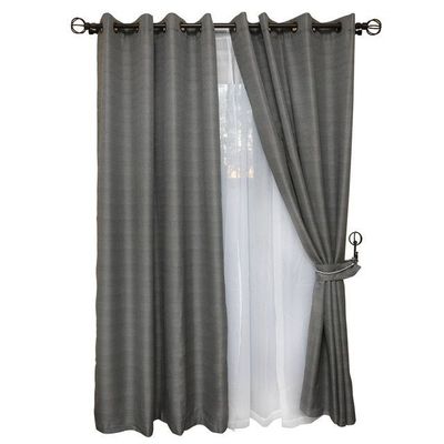 Imagen 1 del producto Set Cortina Rustica Con Argolla 8 Piezas Gris