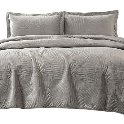 Quilt Liso Velvet Ibiza Gris 1,5 Pzas
