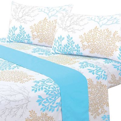 Juego de Sabanas T144 King Coral Turquesa