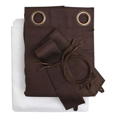 Imagen 2 del producto Set Cortina Rustica Con Argolla 8 Piezas Chocolate